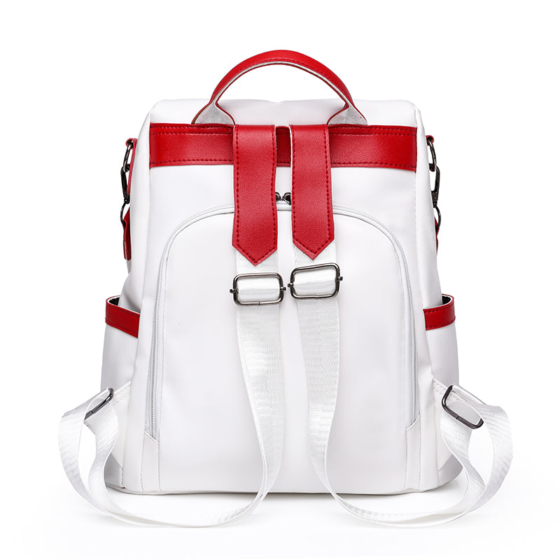 Women's Faux Leather Backpack with Shoulder Strap and Front Zip Pocket