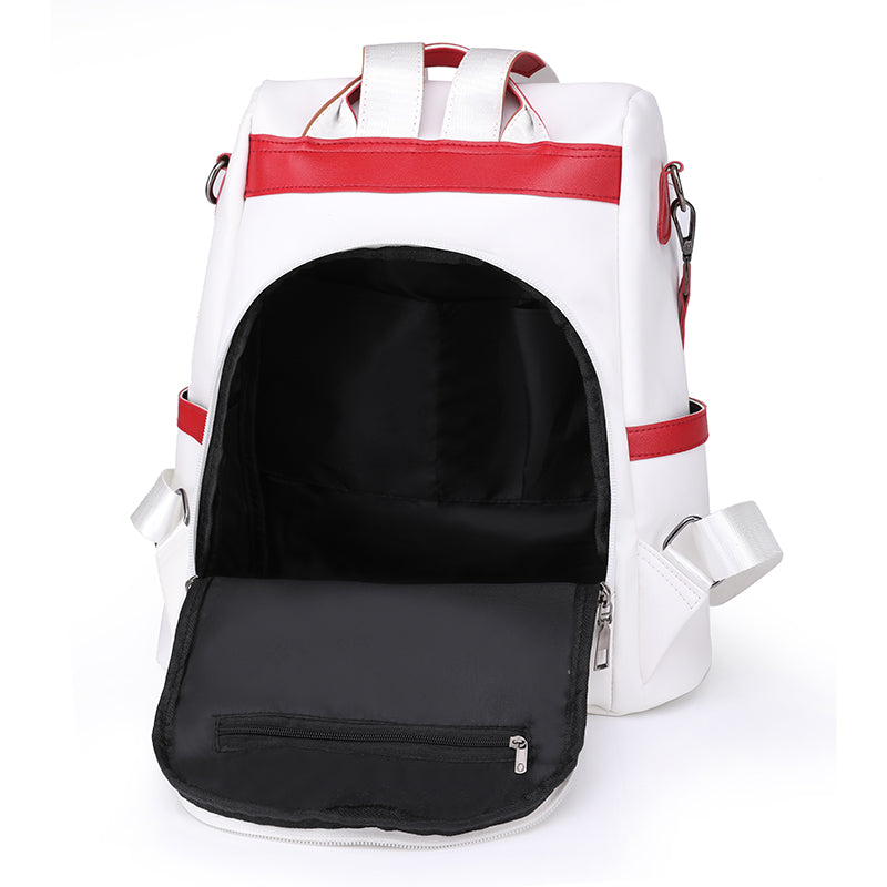 Women's Faux Leather Backpack with Shoulder Strap and Front Zip Pocket