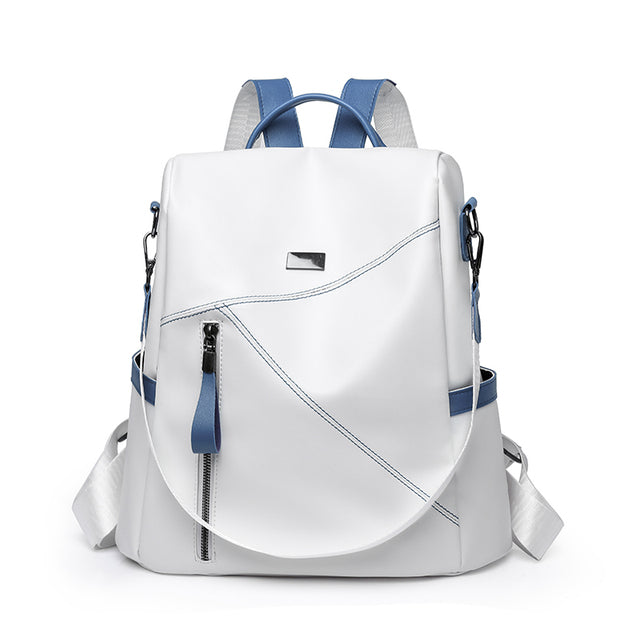 Women's Faux Leather Backpack with Shoulder Strap and Front Zip Pocket