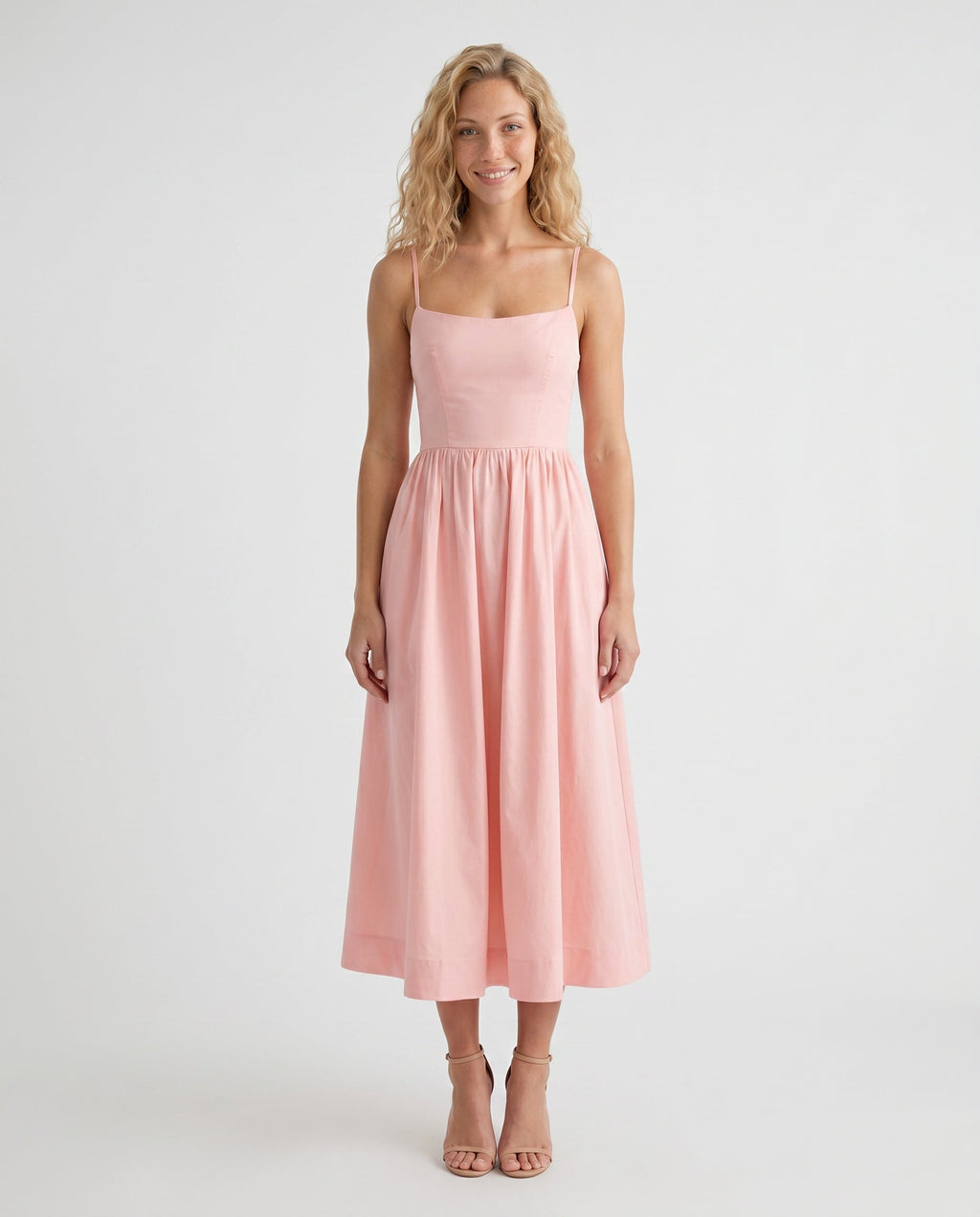 Spaghetti Strap Low Back Midi Dress