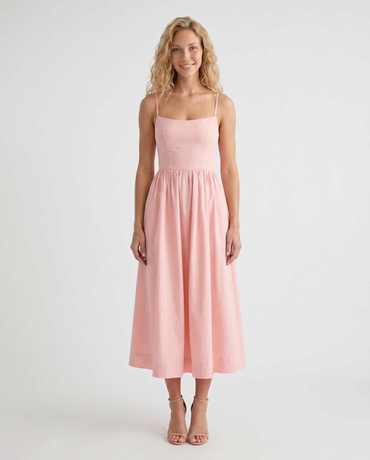 Spaghetti Strap Low Back Midi Dress