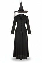 Women's Three-Piece Witch Costume – Fitted Jacket, Flared Skirt and Hat