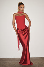 Red Knot Maxi Dress – Elegant Evening Gown | Meave & Ivy