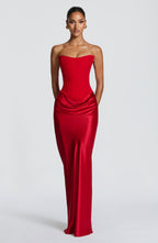 Red Knot Maxi Dress – Elegant Evening Gown | Meave & Ivy
