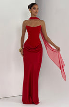 Red Knot Maxi Dress – Elegant Evening Gown | Meave & Ivy
