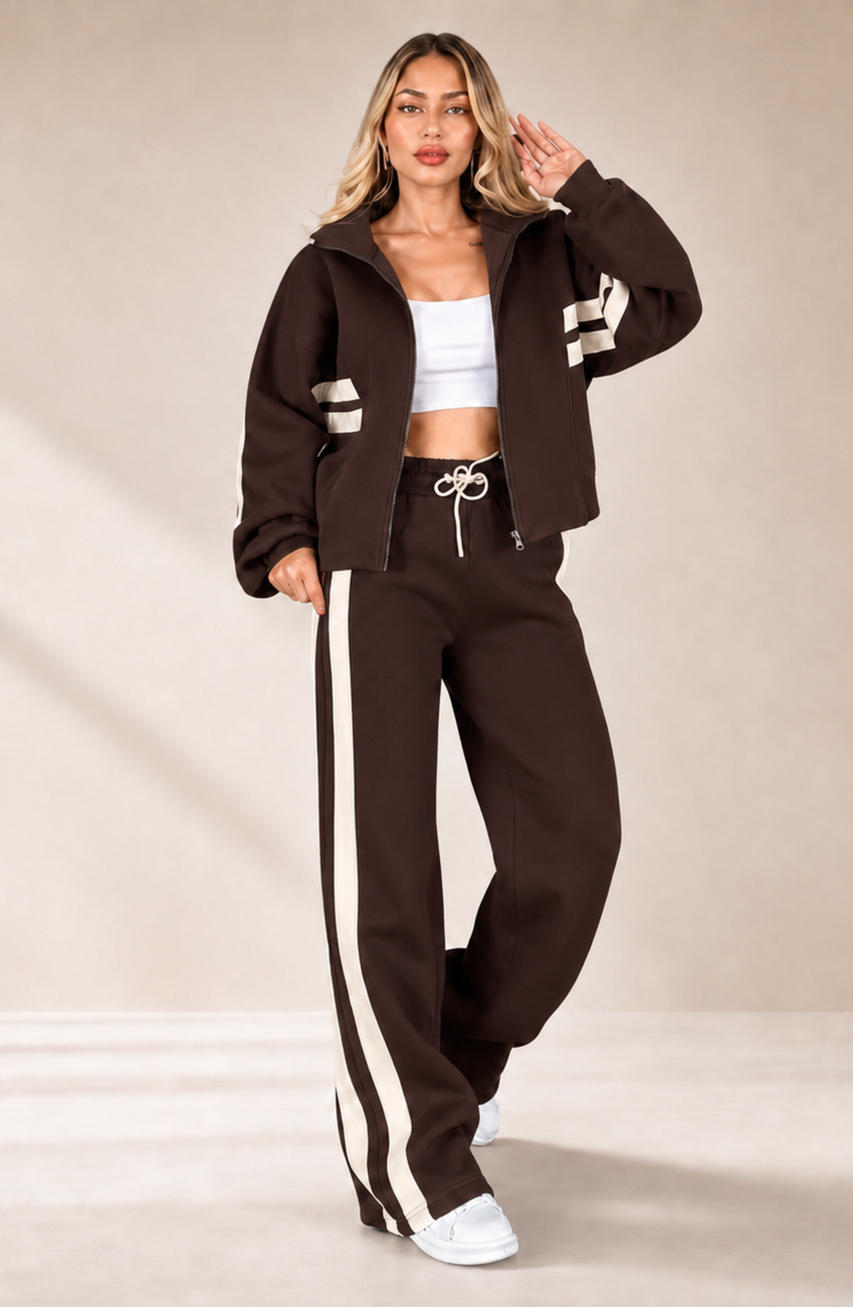 BRIEFING フルジップ フード付きトレーナー 2XL 黒 Color Block Tracksuit For Women DINGANG Women's 2-Piece Sweatsuit