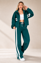 Striped Co-Ord Set – Zip Jacket & Wide-Leg Trousers | Meave & Ivy