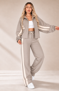 Striped Co-Ord Set – Zip Jacket & Wide-Leg Trousers | Meave & Ivy