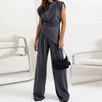 Elegant Two Piece Set with Asymmetric Draping – Women's Co-ord Suit