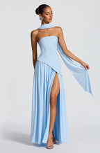 Baby Blue Chiffon Maxi Dress – Elegant Summer Evening Gown | Meave & Ivy