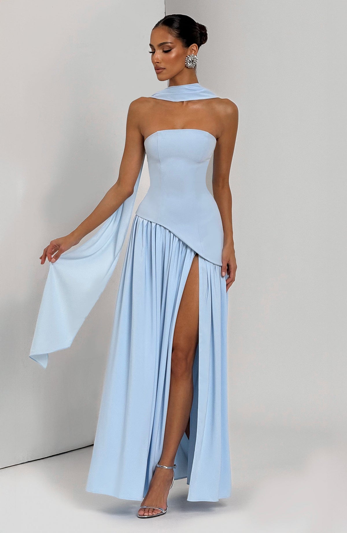 Baby Blue Chiffon Maxi Dress – Elegant Summer Evening Gown | Meave & Ivy