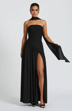 Black Chiffon Maxi Dress – Elegant Evening Gown | Meave & Ivy