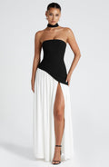 Black & White Graphic Maxi Dress – Bold Print Evening Dress | Meave & Ivy