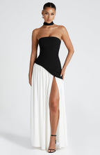 Black & White Graphic Maxi Dress – Bold Print Evening Dress | Meave & Ivy