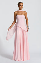 Blush Chiffon Maxi Dress – Elegant Occasion Evening Gown | Meave & Ivy