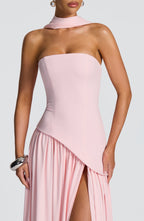 Blush Chiffon Maxi Dress – Elegant Occasion Evening Gown | Meave & Ivy