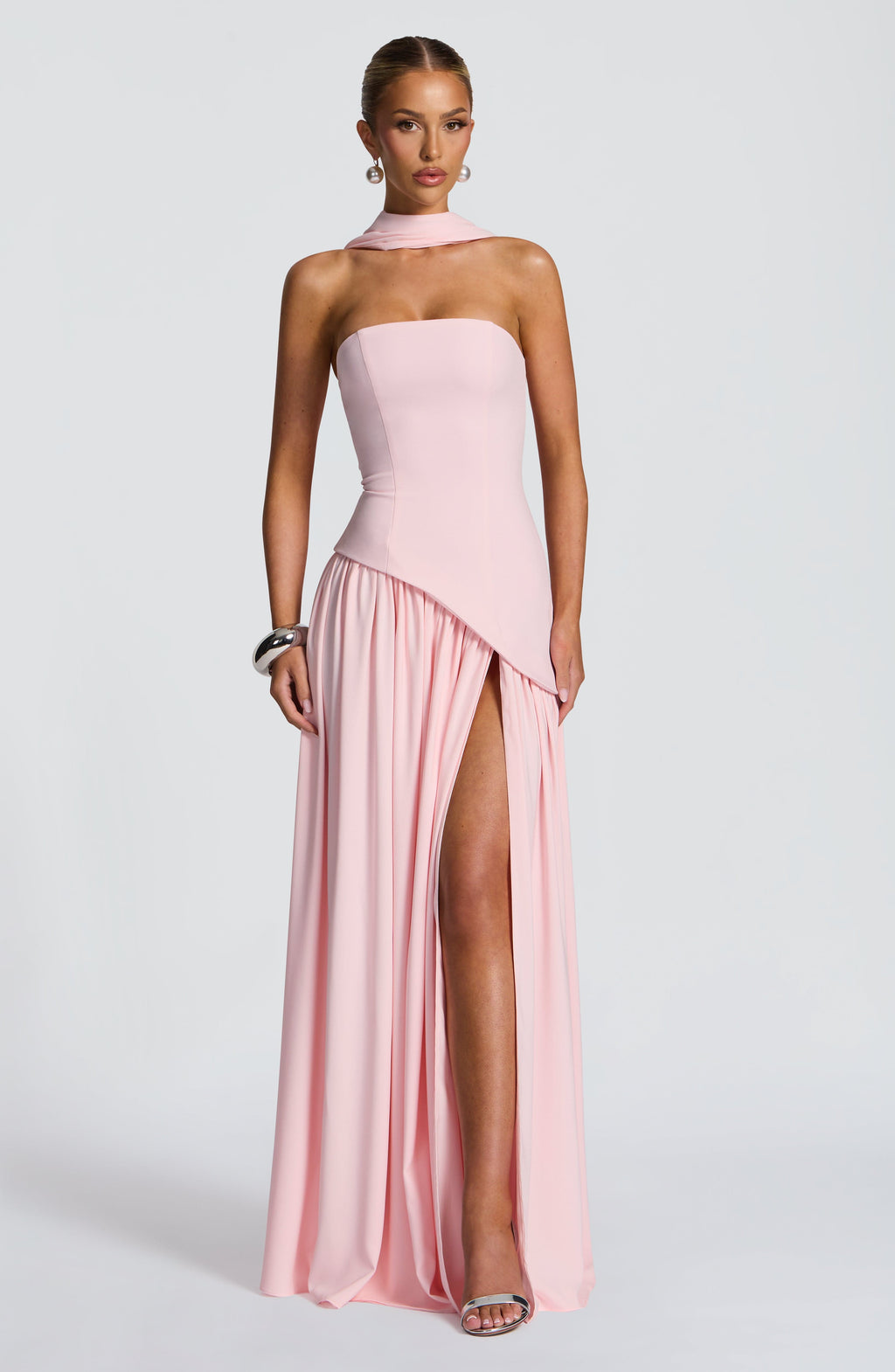 Blush Chiffon Maxi Dress – Elegant Occasion Evening Gown | Meave & Ivy