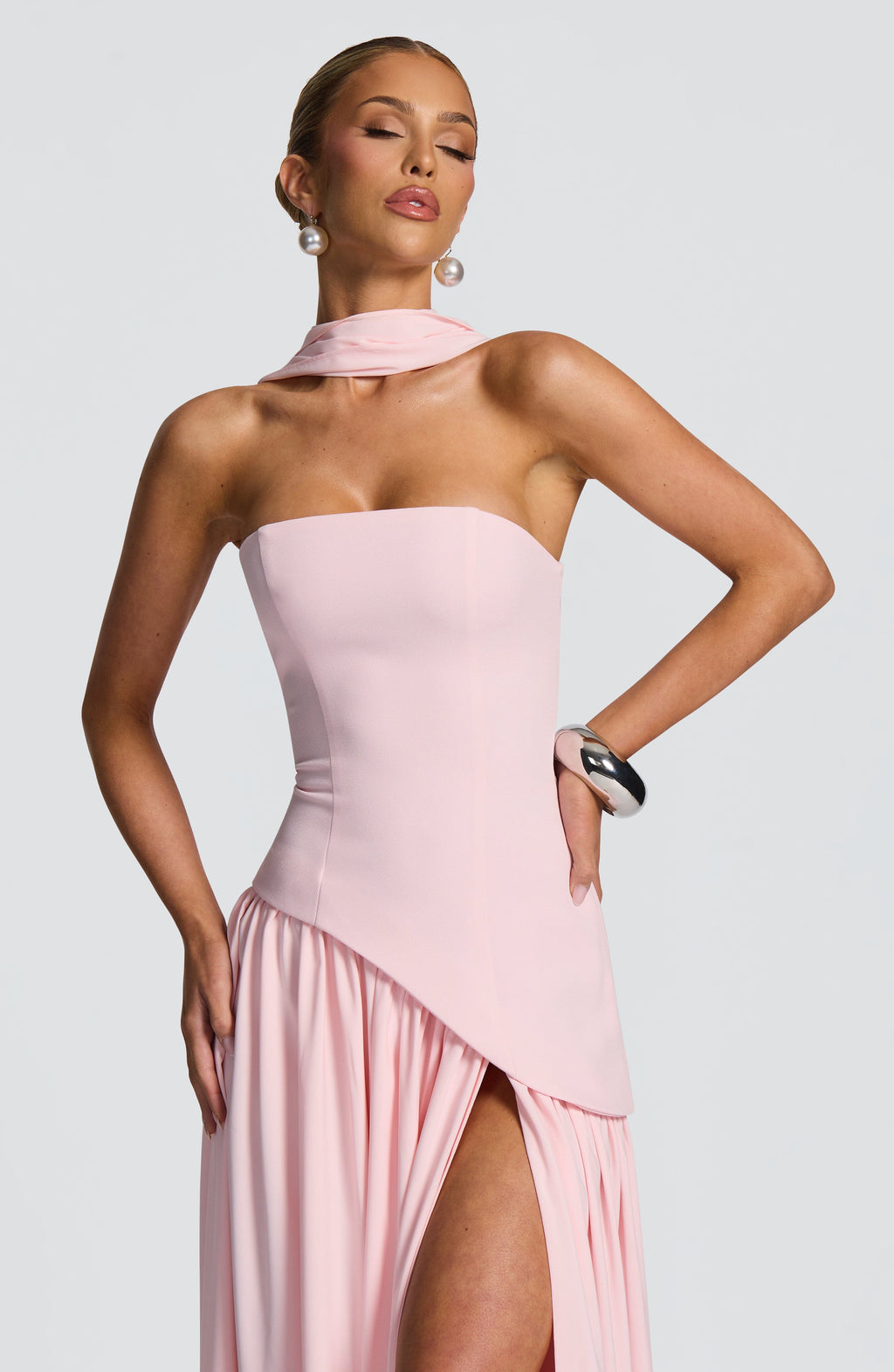 Blush Chiffon Maxi Dress – Elegant Occasion Evening Gown | Meave & Ivy