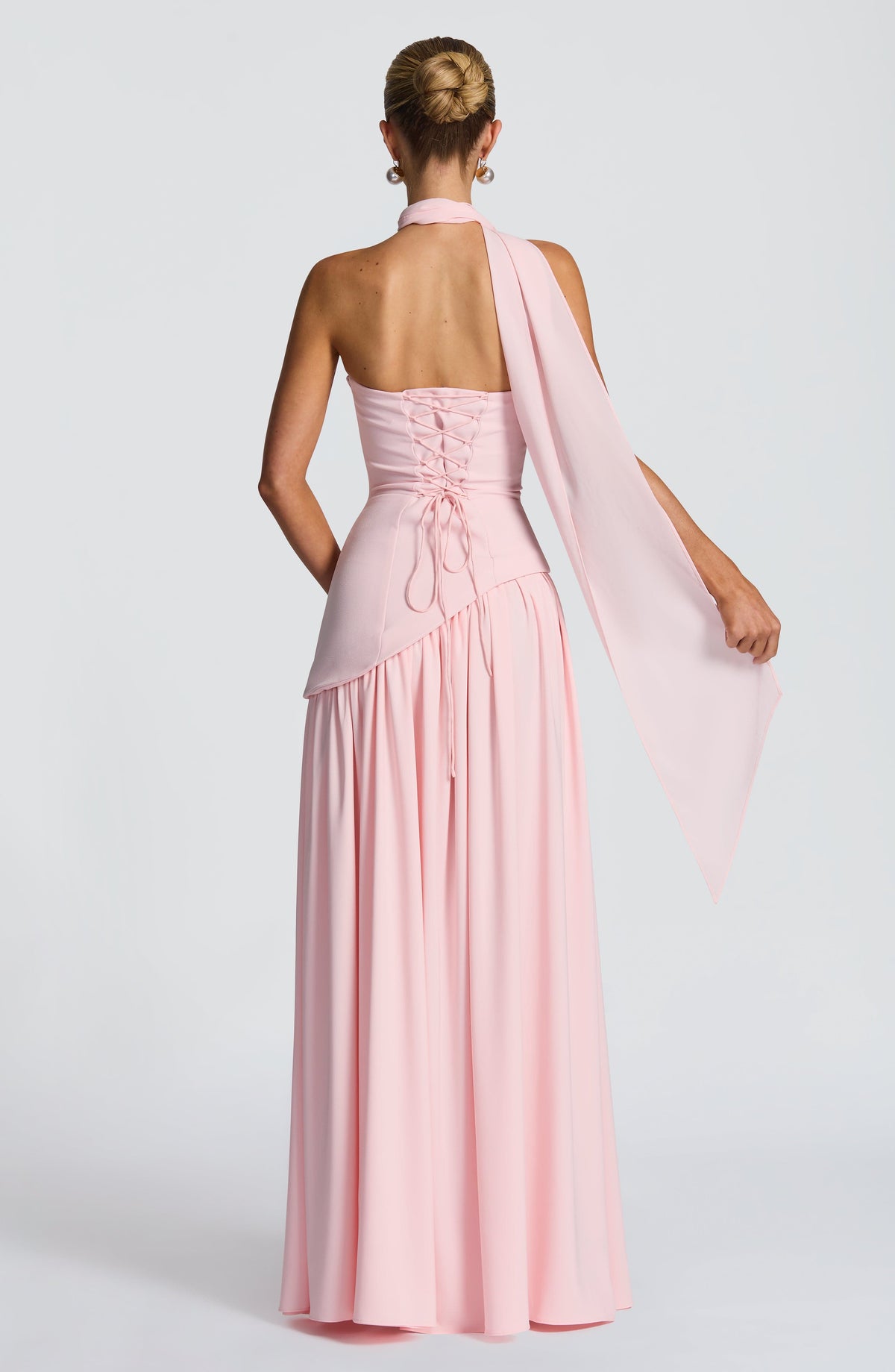 Blush Chiffon Maxi Dress – Elegant Occasion Evening Gown | Meave & Ivy