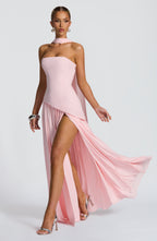Blush Chiffon Maxi Dress – Elegant Occasion Evening Gown | Meave & Ivy
