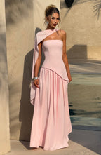 Blush Chiffon Maxi Dress – Elegant Occasion Evening Gown | Meave & Ivy