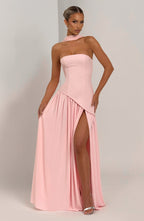 Blush Chiffon Maxi Dress – Elegant Occasion Evening Gown | Meave & Ivy