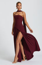 Red Chiffon Maxi Dress – Cherry Lacquer Evening Gown | Meave & Ivy
