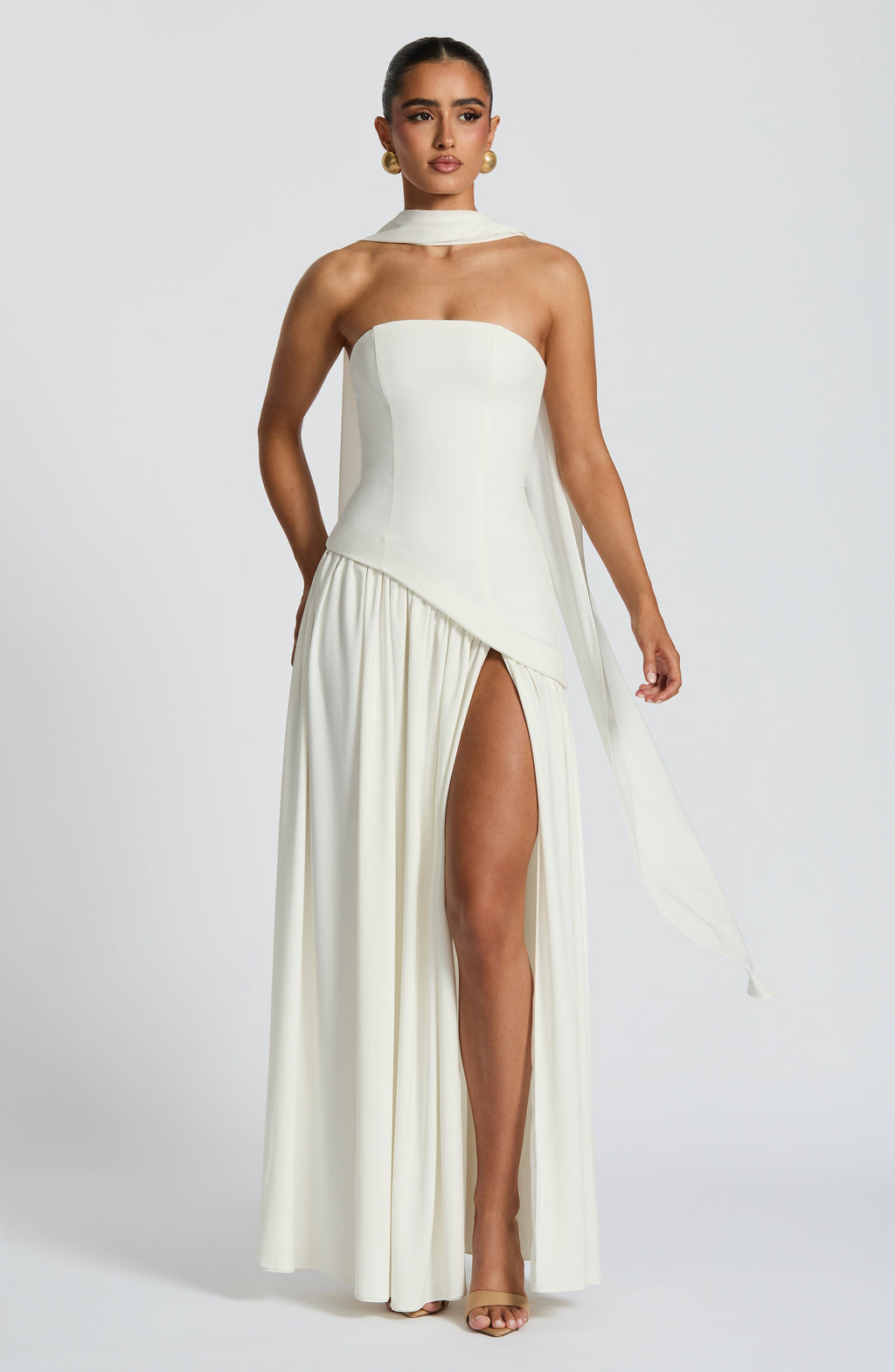 Ivory Chiffon Maxi Dress – Elegant Bridal Evening Gown | Meave & Ivy