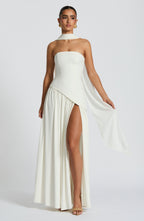 Ivory Chiffon Maxi Dress – Elegant Bridal Evening Gown | Meave & Ivy