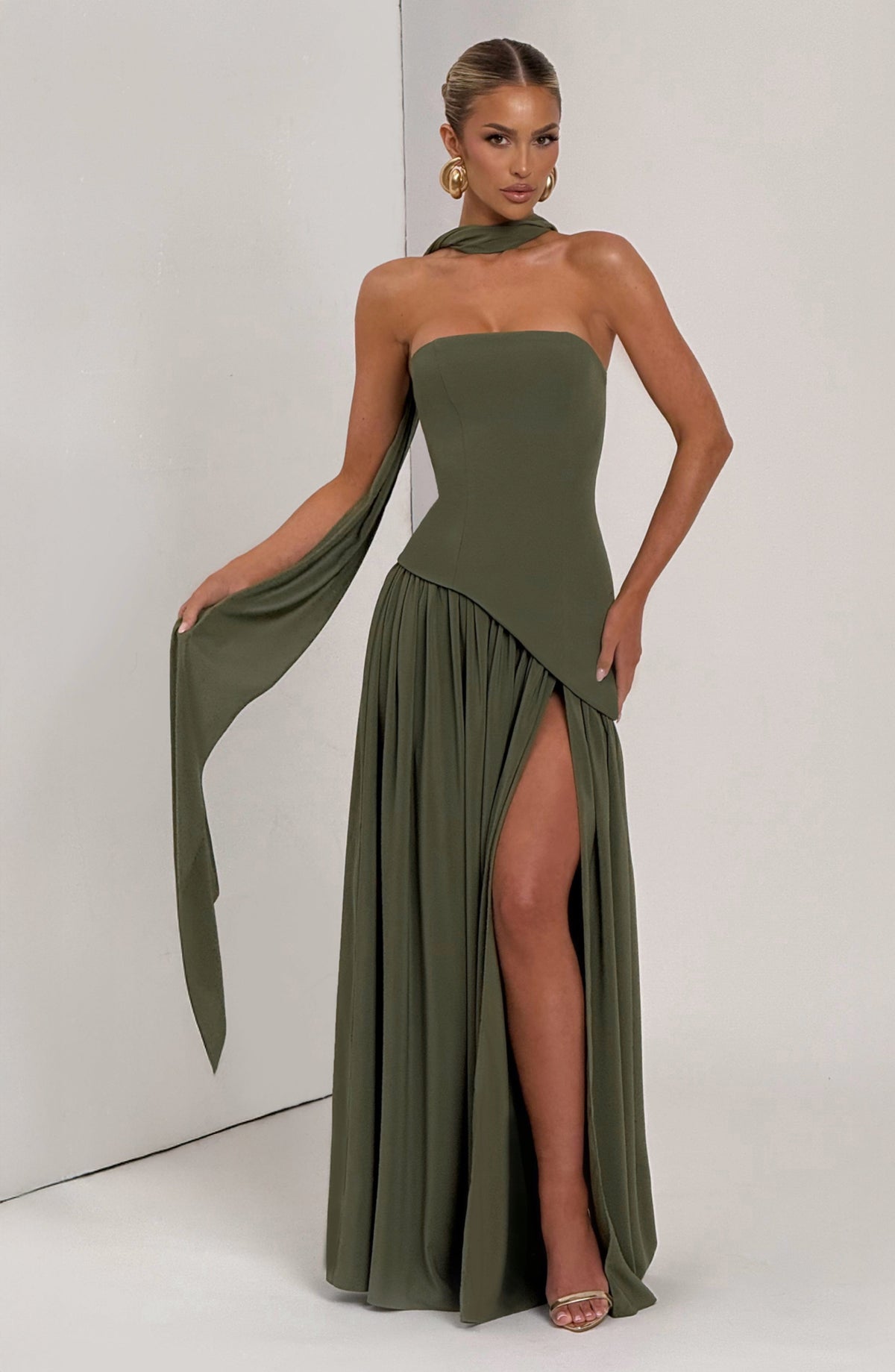 Khaki Maxi Dress – Casual Elegant Occasion Dress | Meave & Ivy