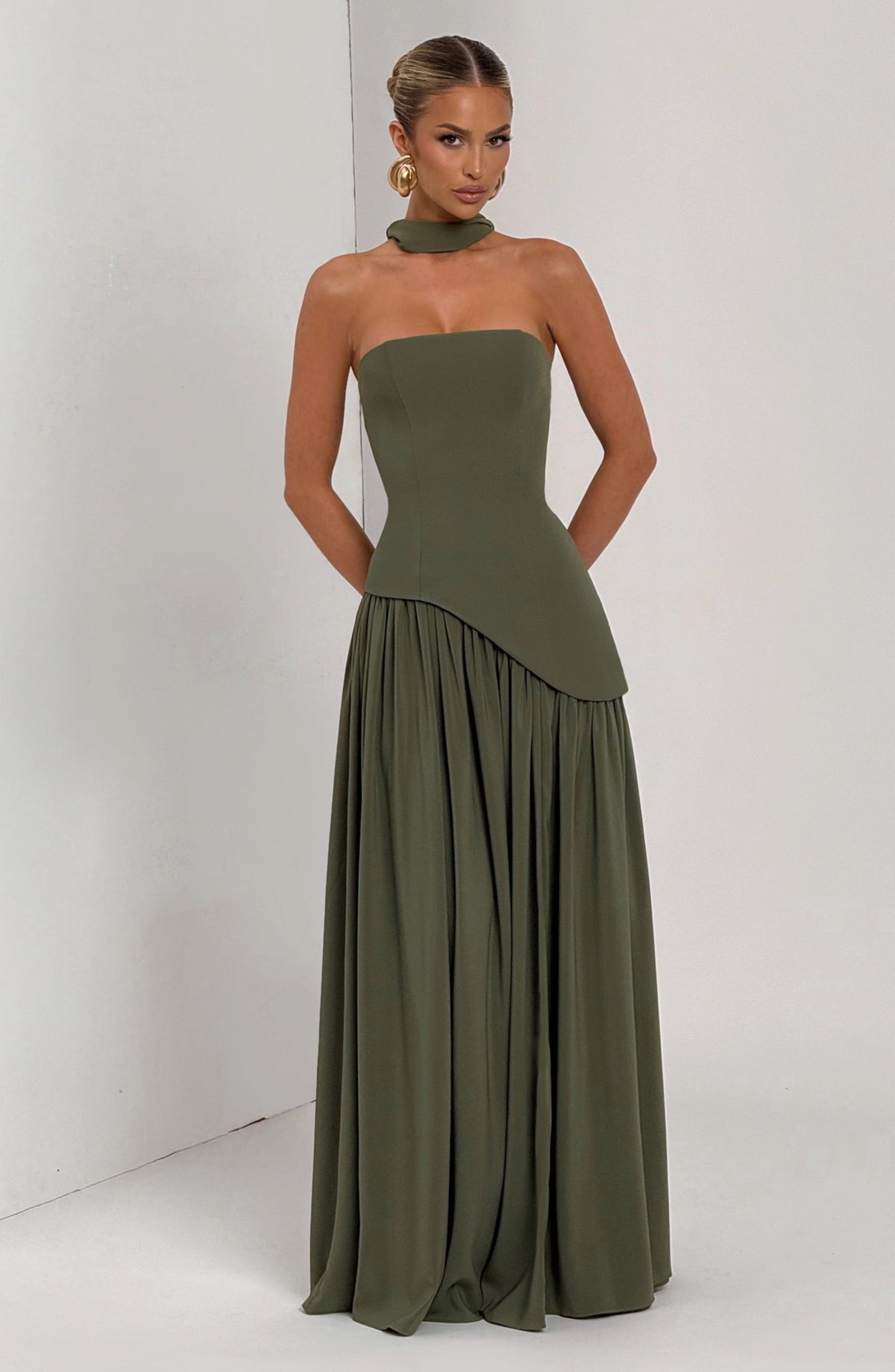 Khaki Maxi Dress – Casual Elegant Occasion Dress | Meave & Ivy