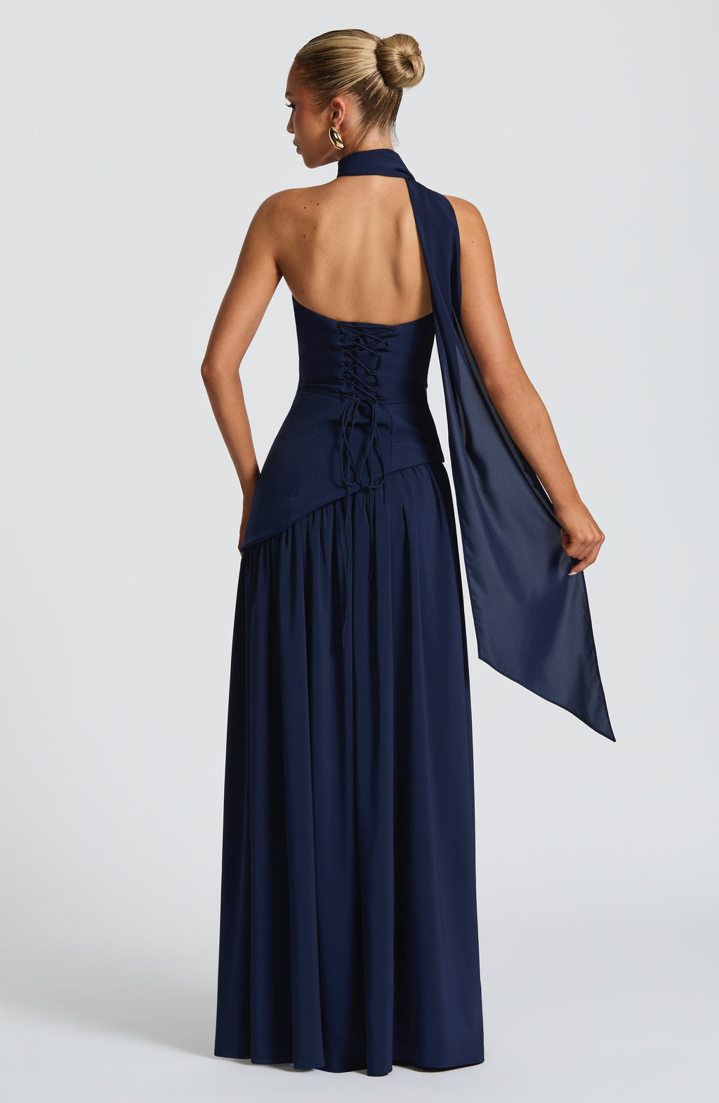 Navy Blue Chiffon Maxi Dress – Elegant Evening Gown | Meave & Ivy