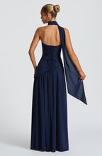 Navy Blue Chiffon Maxi Dress – Elegant Evening Gown | Meave & Ivy