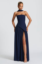 Navy Blue Chiffon Maxi Dress – Elegant Evening Gown | Meave & Ivy