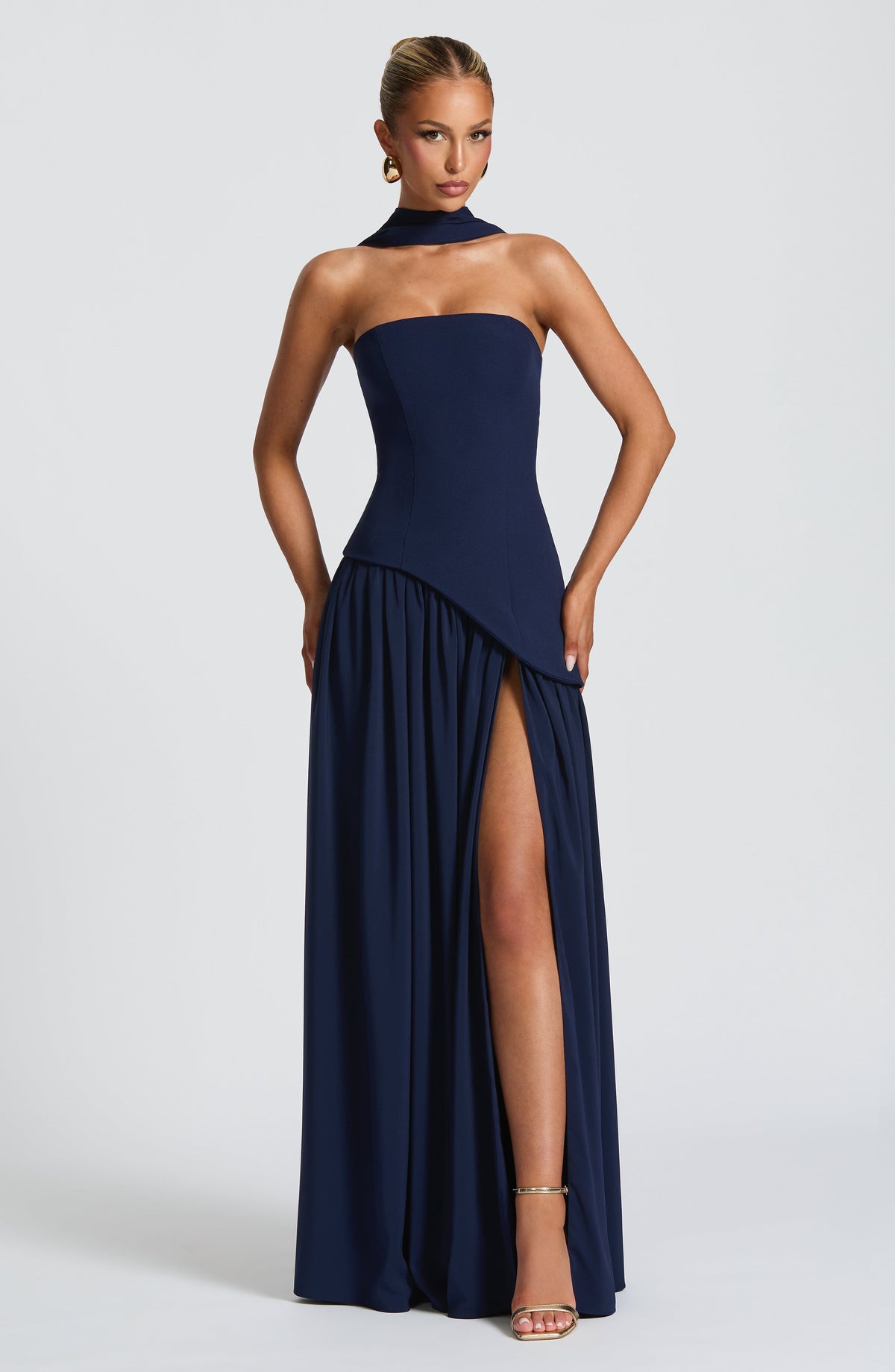 Navy Blue Chiffon Maxi Dress – Elegant Evening Gown | Meave & Ivy