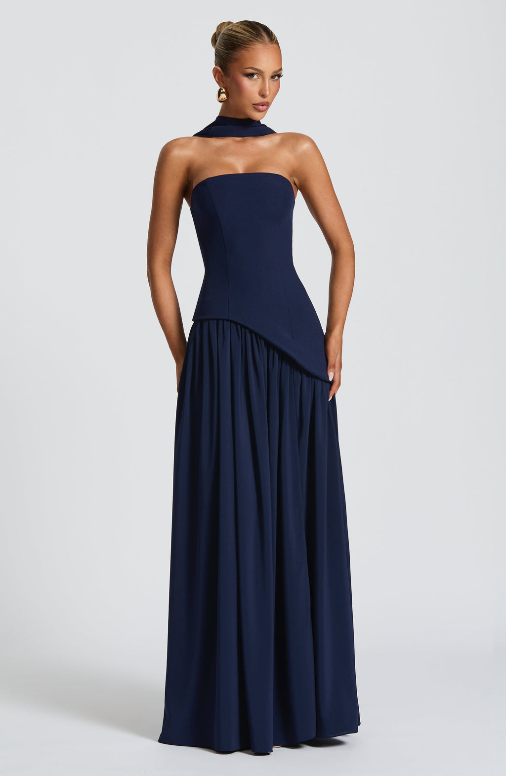Navy Blue Chiffon Maxi Dress – Elegant Evening Gown | Meave & Ivy