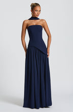 Navy Blue Chiffon Maxi Dress – Elegant Evening Gown | Meave & Ivy