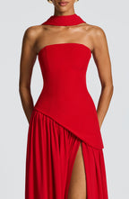 Red Chiffon Maxi Dress – Bold Statement Evening Gown | Meave & Ivy
