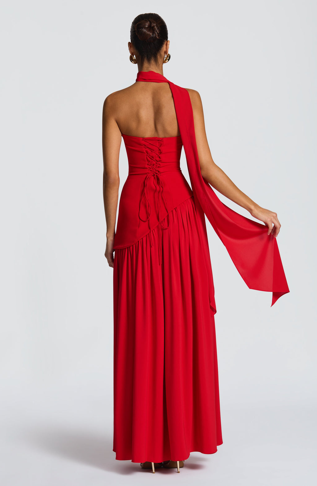 Red Chiffon Maxi Dress – Bold Statement Evening Gown | Meave & Ivy