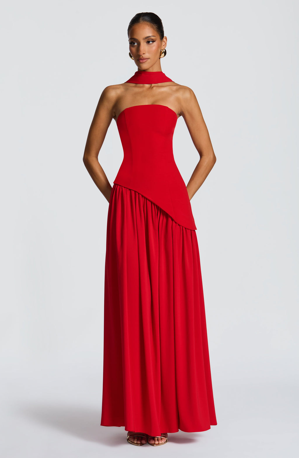 Red Chiffon Maxi Dress – Bold Statement Evening Gown | Meave & Ivy