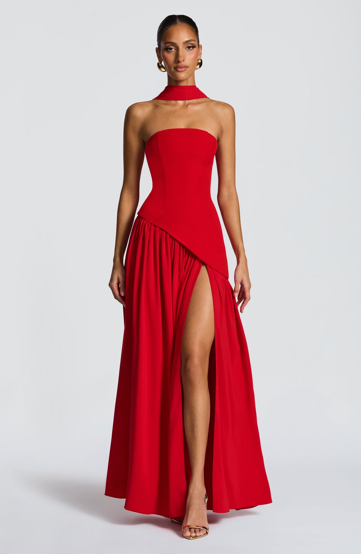 Red Chiffon Maxi Dress – Bold Statement Evening Gown | Meave & Ivy