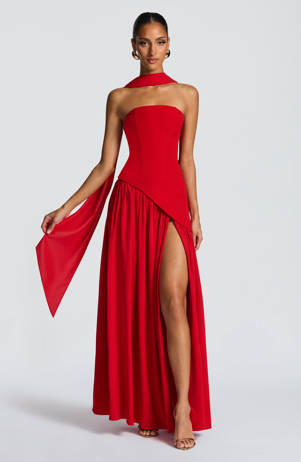 Red Chiffon Maxi Dress – Bold Statement Evening Gown | Meave & Ivy
