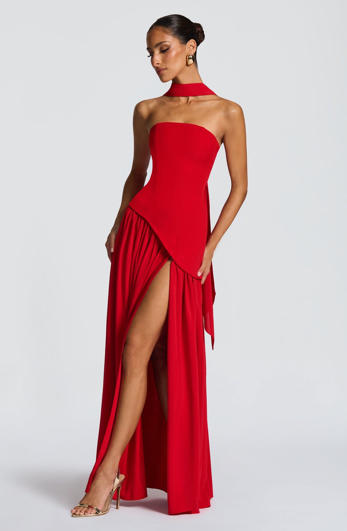 Red Chiffon Maxi Dress – Bold Statement Evening Gown | Meave & Ivy