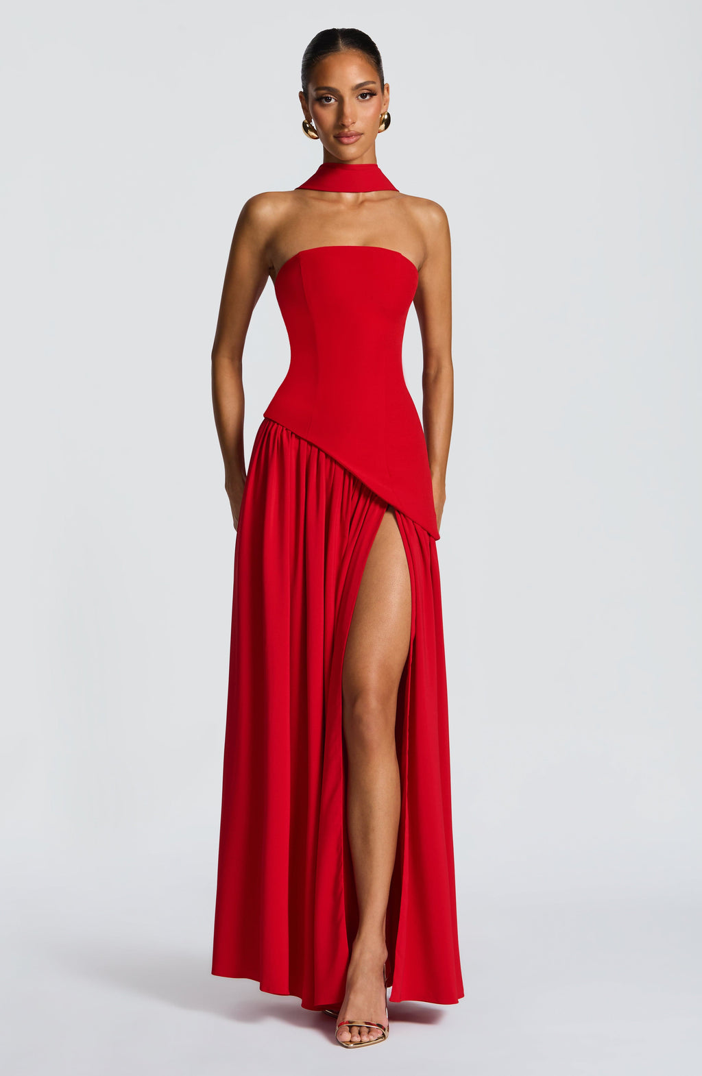 Red Chiffon Maxi Dress – Bold Statement Evening Gown | Meave & Ivy