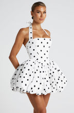 Black Polka Dot Puffball Mini Dress – Cute Party Dress | Meave & Ivy