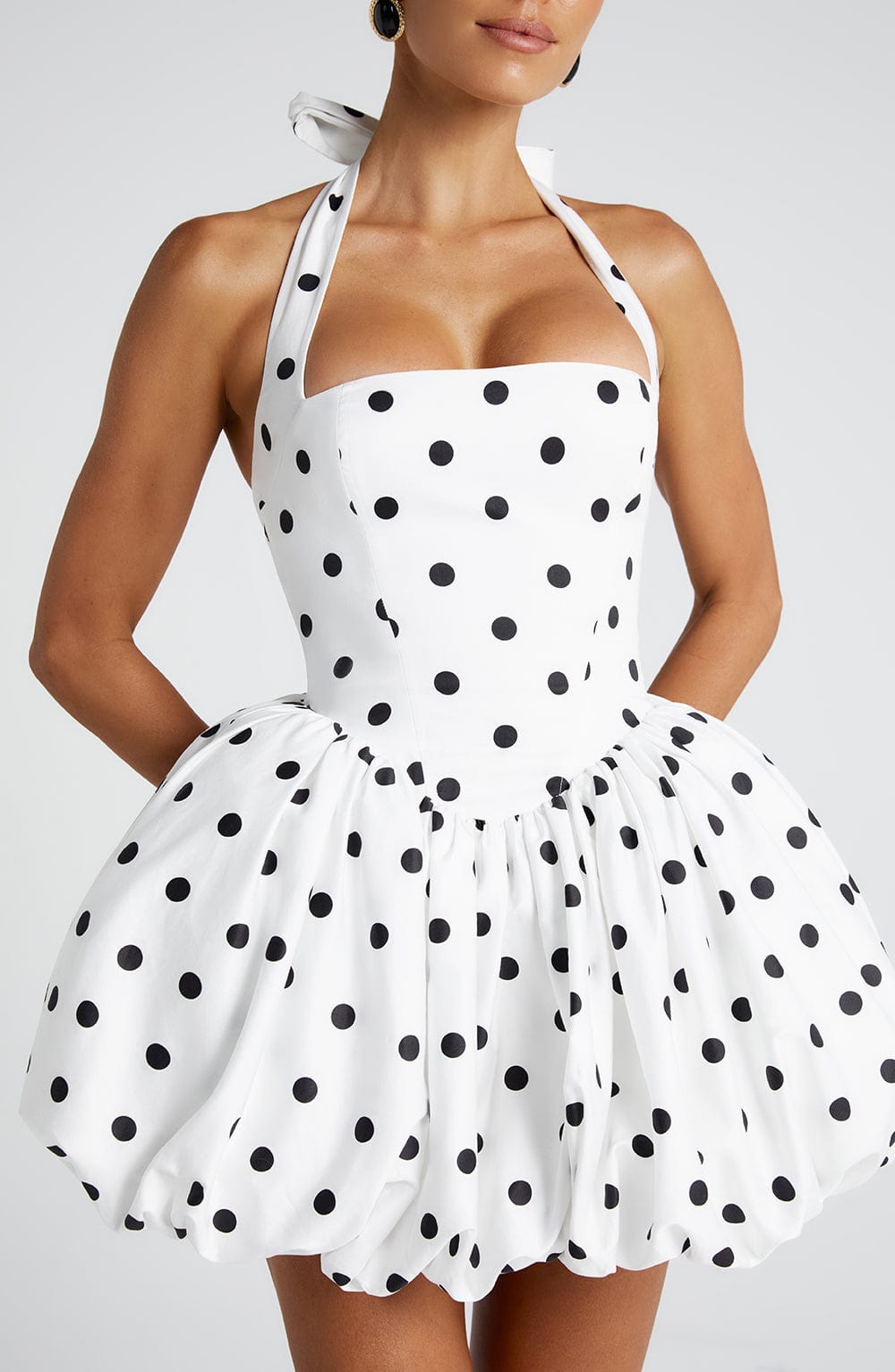 Black Polka Dot Puffball Mini Dress – Cute Party Dress | Meave & Ivy