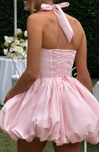 Blush Puffball Mini Dress – Cute Feminine Party Dress | Meave & Ivy