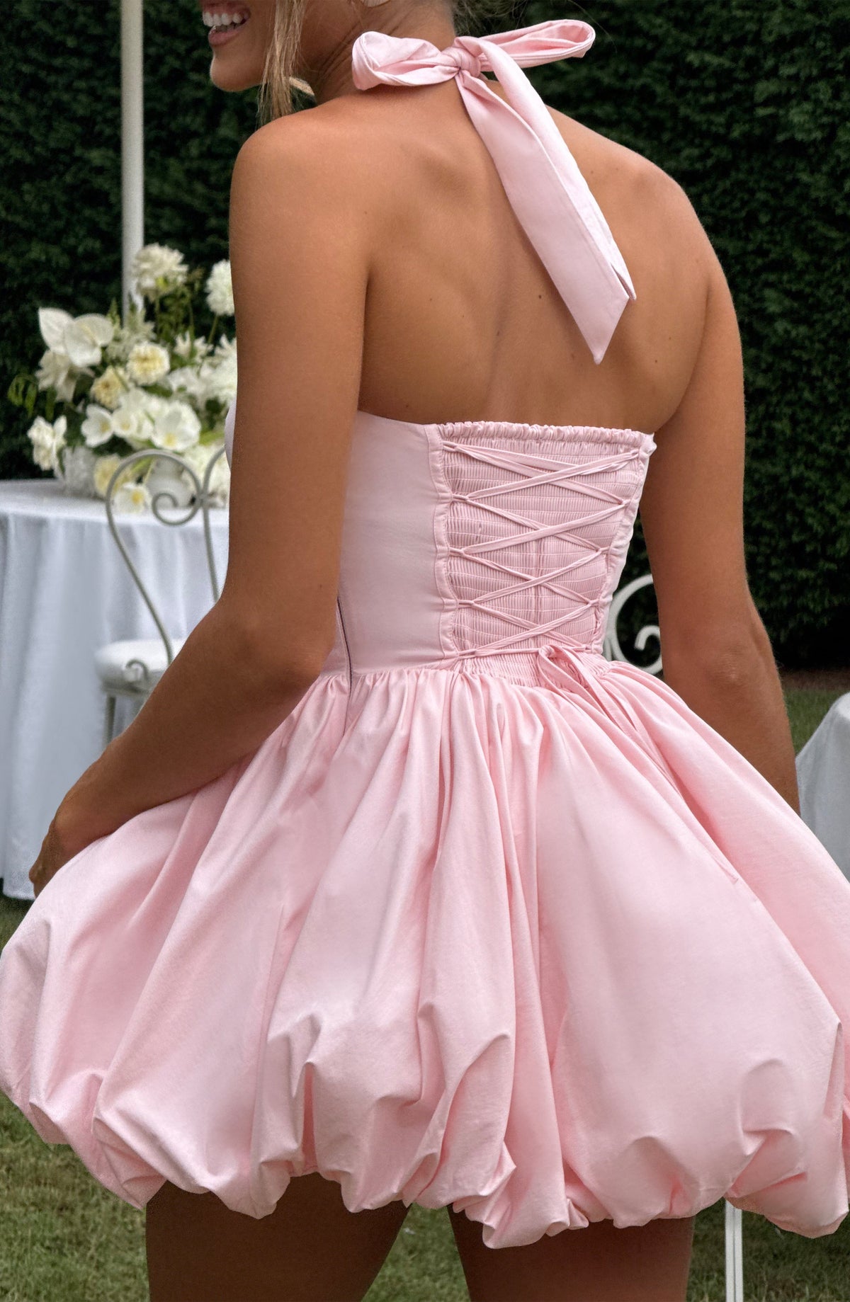 Blush Puffball Mini Dress – Cute Feminine Party Dress | Meave & Ivy
