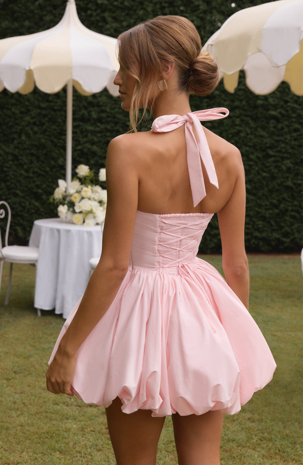 Blush Puffball Mini Dress – Cute Feminine Party Dress | Meave & Ivy