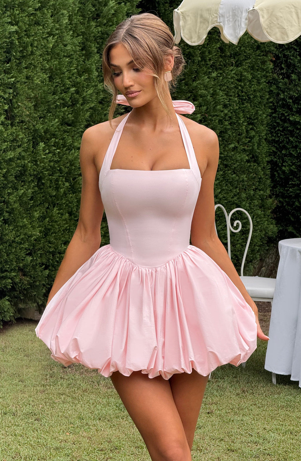 Blush Puffball Mini Dress – Cute Feminine Party Dress | Meave & Ivy